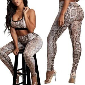 TRUE RELIGION Bodied Python Print Mid Rise Leggings Size Small Made In USA